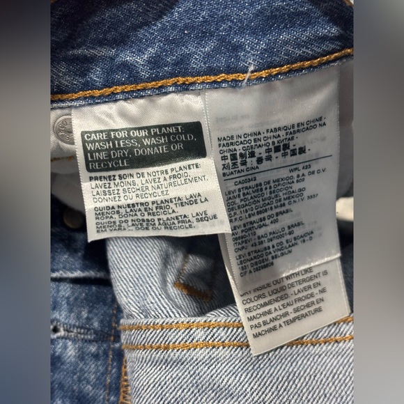 Levi's 501 Button Fly Cut Off Big E Medium Wash Denim Shorts Classic Size:w27 - Picture 8 of 9